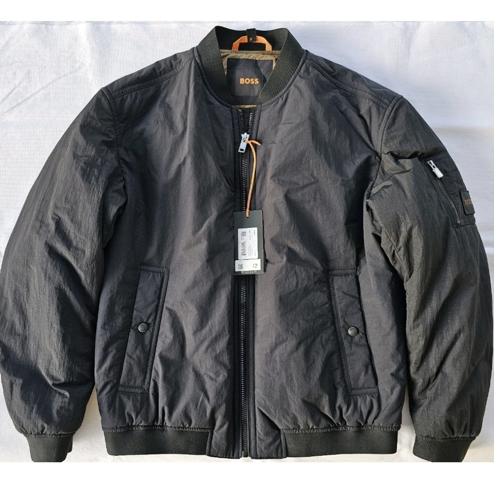 NWT Hugo Boss Men's Obright Bomber Jacket Black Size 38R Brand New 50504029
